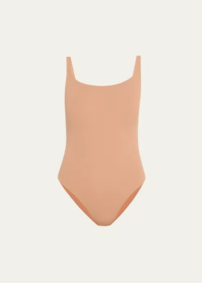 Skims Fits Everybody Square-neck Bodysuit In Sienna