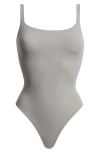 Skims Fits Everybody Square Neck Bodysuit In Smoke