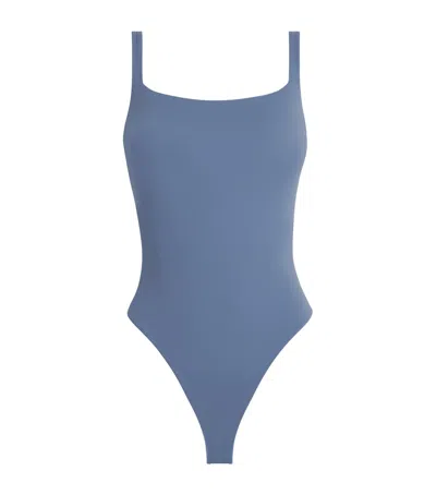 Skims Fits Everybody Square-neck Bodysuit In Blue