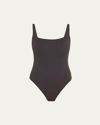Skims Fits Everybody Square-neck Bodysuit In Onyx