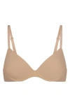 Skims Womens Clay Fits Everybody Stretch-woven T-shirt Bra In Clay