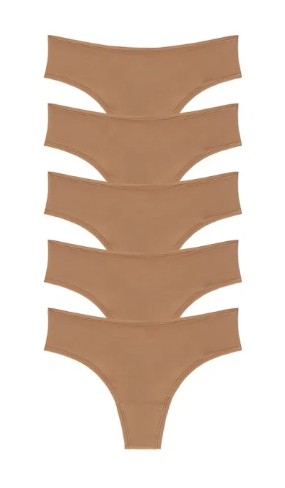 Skims Fits Everybody Thong 5 Pack In Brown