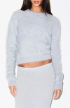 Skims Fitted Long Sleeve Alpaca Blend Crewneck Sweater In Blue