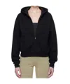 Skims Black Cotton Fleece Classic Zip Up Hoodie In Black
