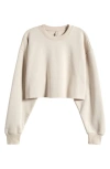 Skims Fleece Crop Sweatshirt In Stone