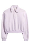 Skims Cotton-blend Fleece Polo Sweatshirt In Purple