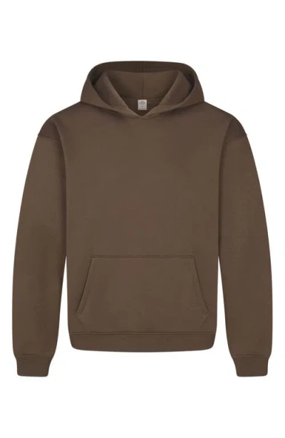 Skims Fleece Lounge Relaxed Hoodie In Brown