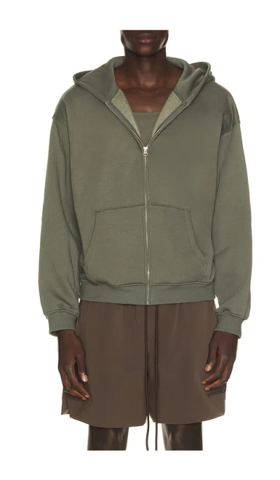 Skims Fleece Lounge Zip Up Hoodie In Green