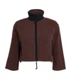 Skims Fleece Zip-up Cropped Sweatshirt In Burgundy