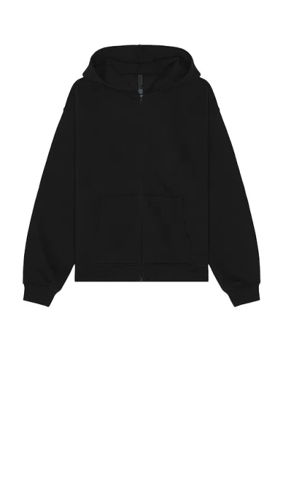 Skims Fleece Zip Up Hoodie In Black