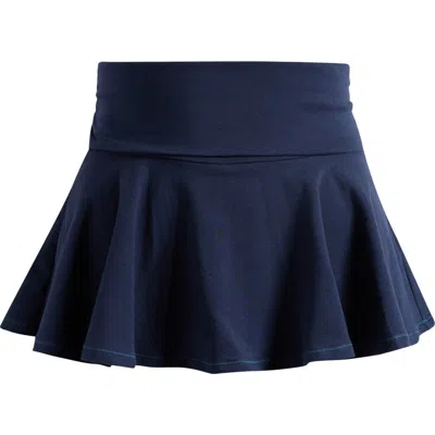 Skims Foldover Cotton Blend Jersey Miniskort In Blue