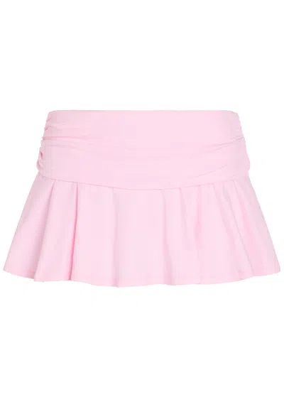 Skims Foldover Stretch-cotton Mini Skort In Pink