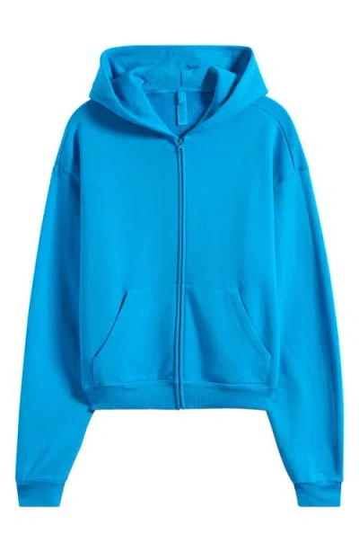 Skims French Terry Zip Up Hoodie In Blue