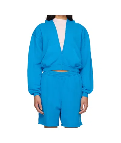 Skims French-style Terry Cloth Zip-up Hoodie In Blue