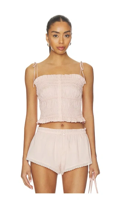 Skims Garment Washed Ruffle Cami In Pink