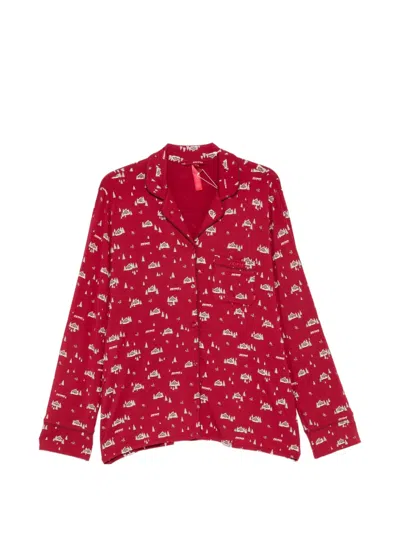 Skims Graphic-print Button-up Pajamas In Red