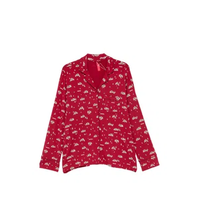 Skims Graphic-print Button-up Pajamas In Red