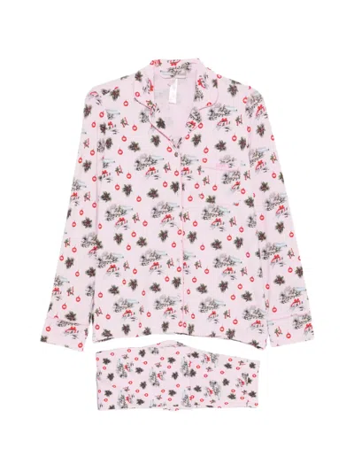 Skims Graphic-print Pajamas In Pink
