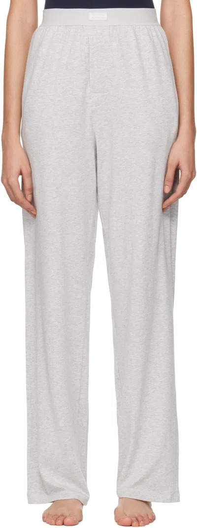 Skims Gray Boyfriend Loose Lounge Pants In Light Heather Grey