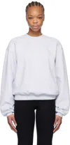 Skims Gray Cotton Fleece Classic Crewneck Sweatshirt In Light Heather Grey