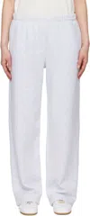 Skims Gray Cotton Fleece Classic Straight Leg Sweatpants In Light Heather Grey