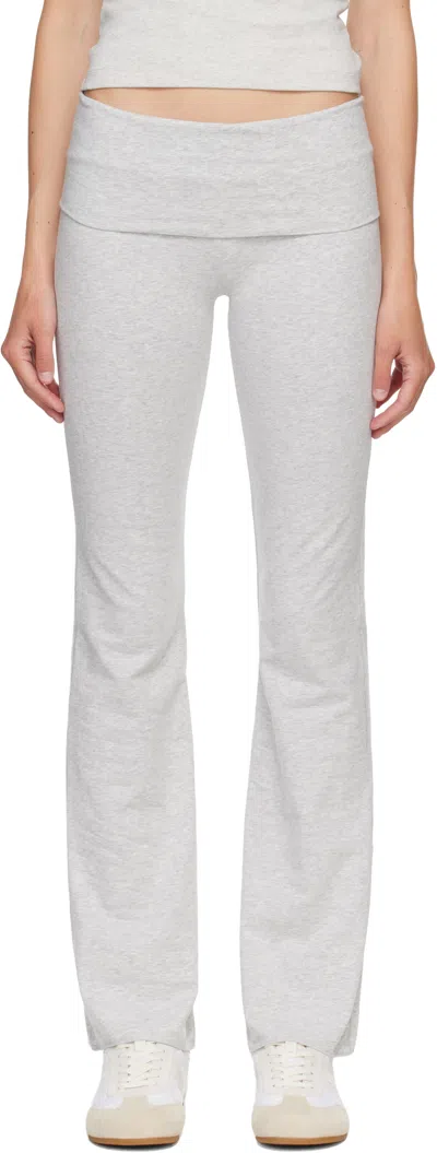 Skims Gray Cotton Jersey Foldover Lounge Pants