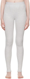 Skims Cotton Rib Thermal Leggings In Light Heather Grey