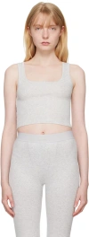 Skims Gray Cotton Rib Tank Top In Light Heather Grey