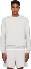 Skims Gray Fleece Lounge Classic Crewneck Sweatshirt In Light Heather Grey