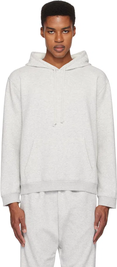 Skims Gray Fleece Lounge Classic Hoodie In Light Hthr Grey