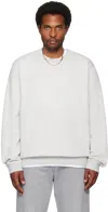 Skims Gray Fleece Lounge Crewneck Sweatshirt In Light Heather Grey