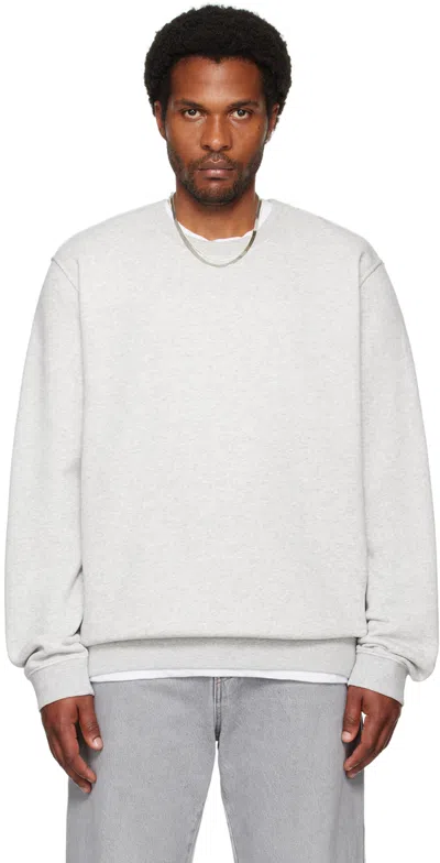 Skims Gray Fleece Lounge Crewneck Sweatshirt In Light Heather Grey