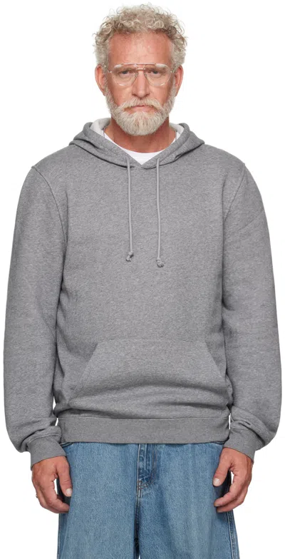 Skims Gray Fleece Lounge Hoodie In Dark Heather Grey