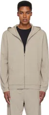 Skims Gray Jersey Lounge Zip Up Hoodie In Shale