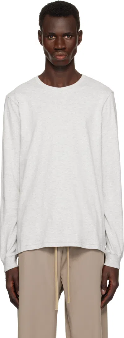 Skims Gray ' Cotton' Classic Long Sleeve T-shirt In Light Heather Grey