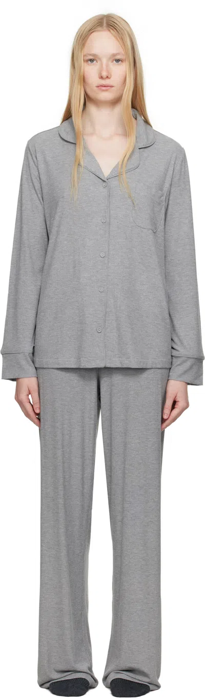 Skims Grey Soft Lounge Sleep Pyjama Set