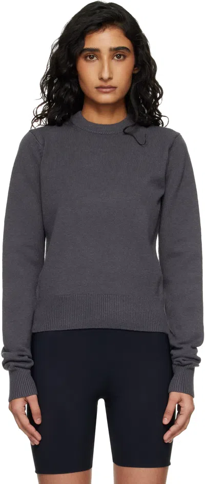 Skims Gray 'sweater Knits' Ribbed Long Sleeve Fitted Sweater