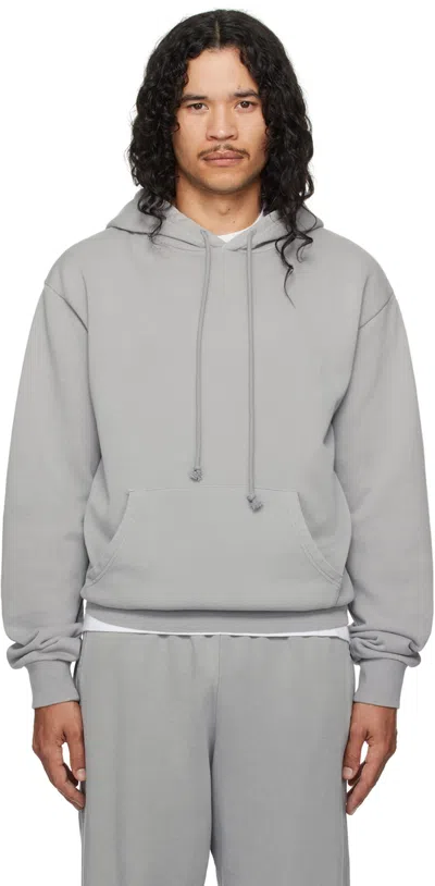 Skims Gray Terry Classic Hoodie In Pacific