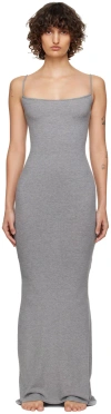 Skims ‘soft Lounge' Long Slip Dress In Heather Grey