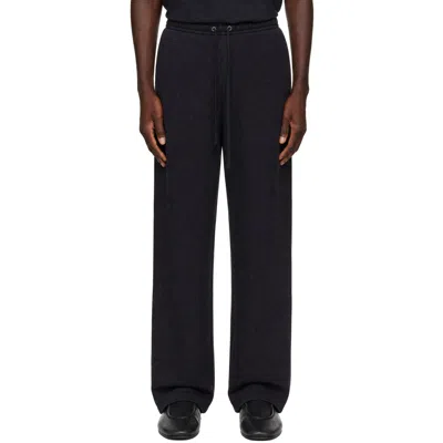 Skims Black Heavyweight Fleece Straight Leg Trousers In Washed Onyx