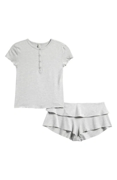 Skims Henley & Foldover Shorts Set In Gray