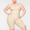 Skims Seamless Sculpt Low Back Mid Thigh Bodysuit In Beige