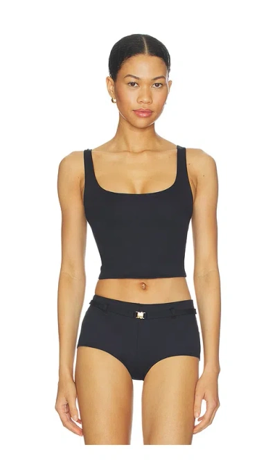 Skims Iconic Swim Tank Bikini Top In Black