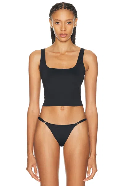 Skims Iconic Swim Tank Bikini Top In Black