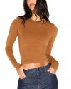 Skims Stretch Cotton Jersey Long Sleeve T-shirt In Brown