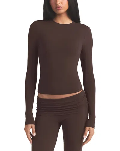 Skims Jersey Long Sleeve Tee In Brown