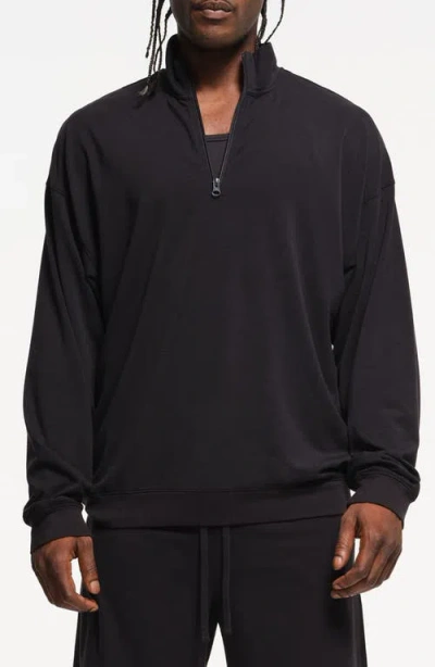 Skims Jersey Lounge Quarter Zip Pullover In Black