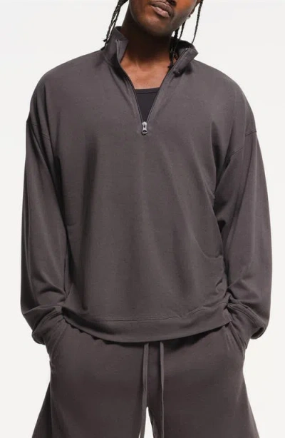 Skims Jersey Lounge Quarter Zip Pullover In Gray