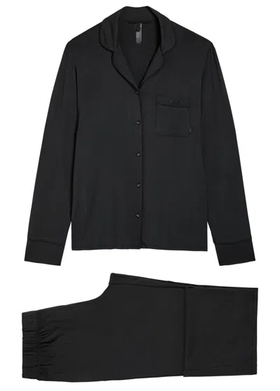 Skims Ribbed Stretch-modal Sleep Set In Black