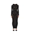 Skims Black Knit Lace Turtleneck Maxi Dress In Black